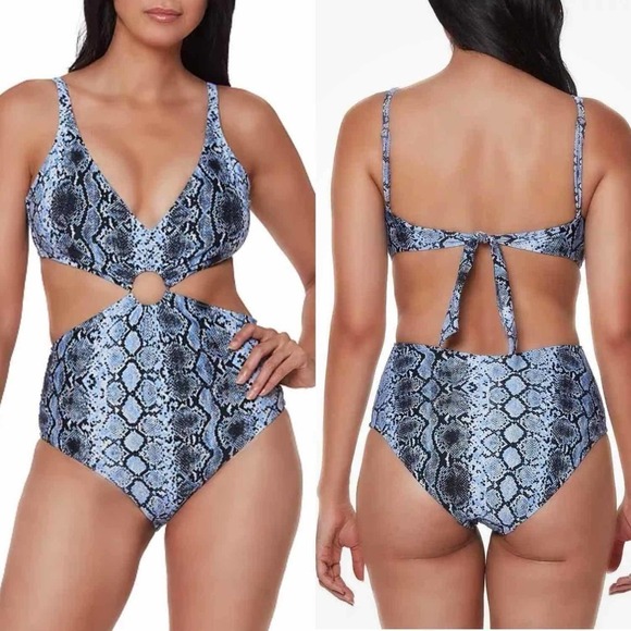 BAR III Printed Ring Monokini One-Piece Swimsuit Slitherin Size Large - Picture 1 of 6